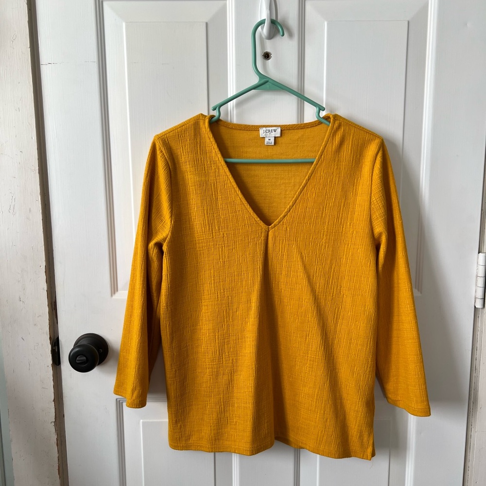 J. Crew Textured Mustard V-Neck Top